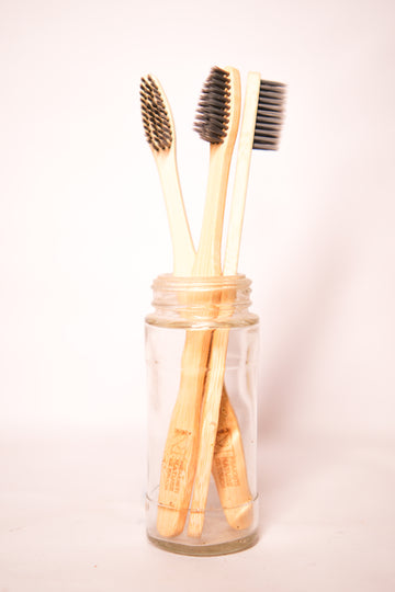 PNKT Bamboo Toothbrush - Pack of 2 on white background - Eco-friendly charcoal bristles
