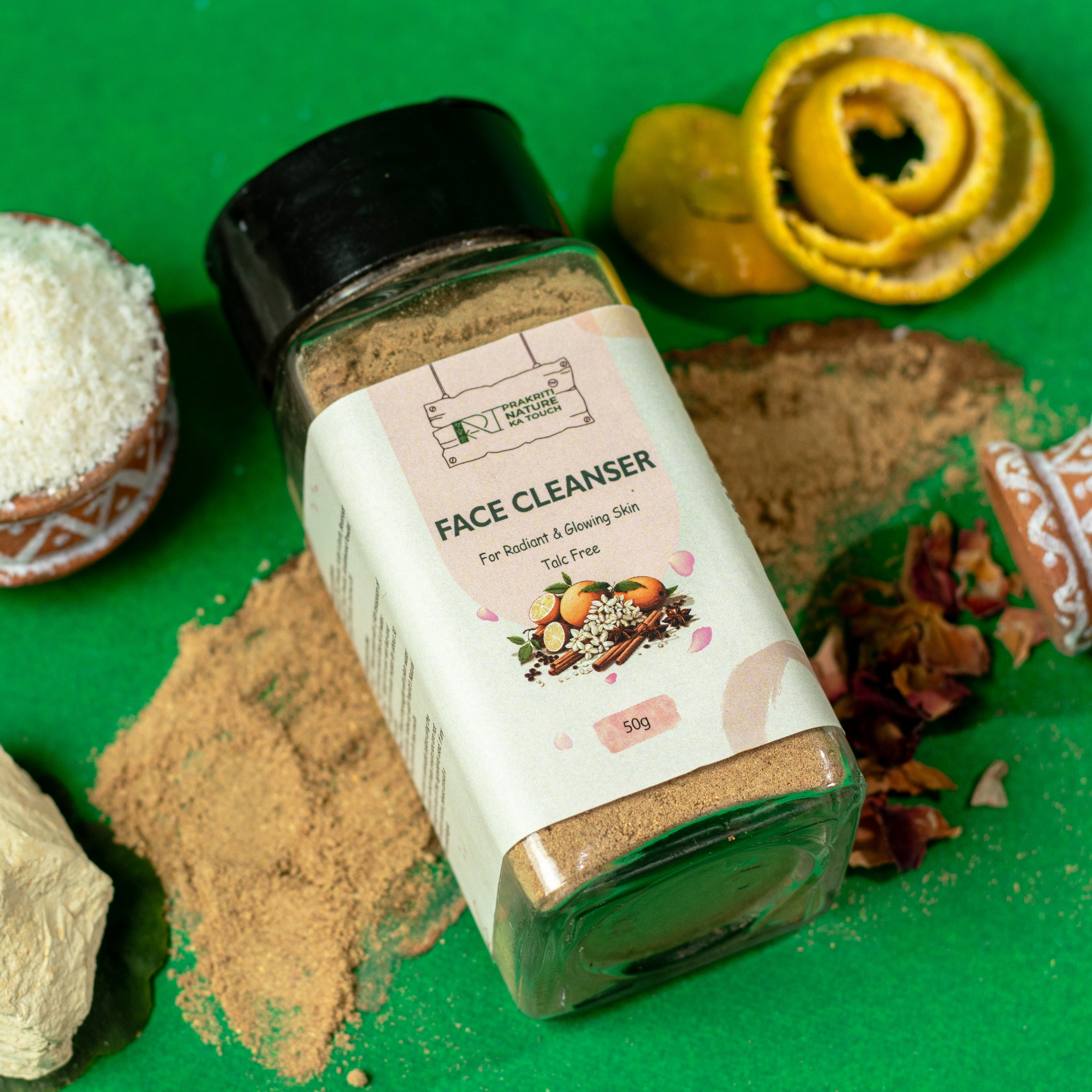 PNKT Herbal Face Brightening Cleanser - 50g jar on white background - Natural Ayurvedic formula