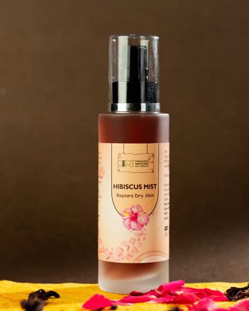 PNKT Hibiscus Mist for Dry Skin - 100ml bottle on brown mist background - Antioxidant face toner with vitamin C