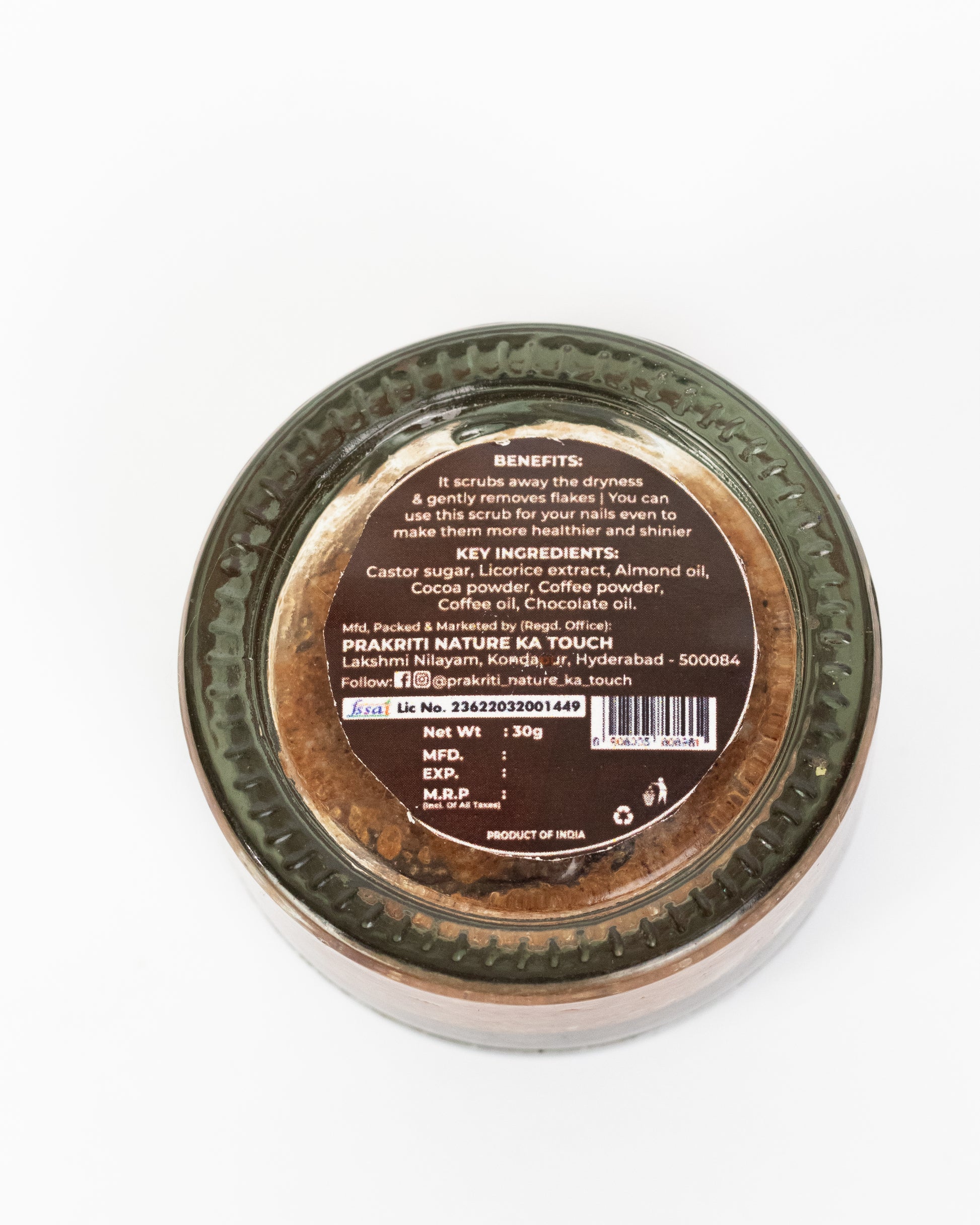 PNKT Natural Lip & Nail Scrub - Glass jar with coffee-infused scrub - Exfoliating and moisturizing formula