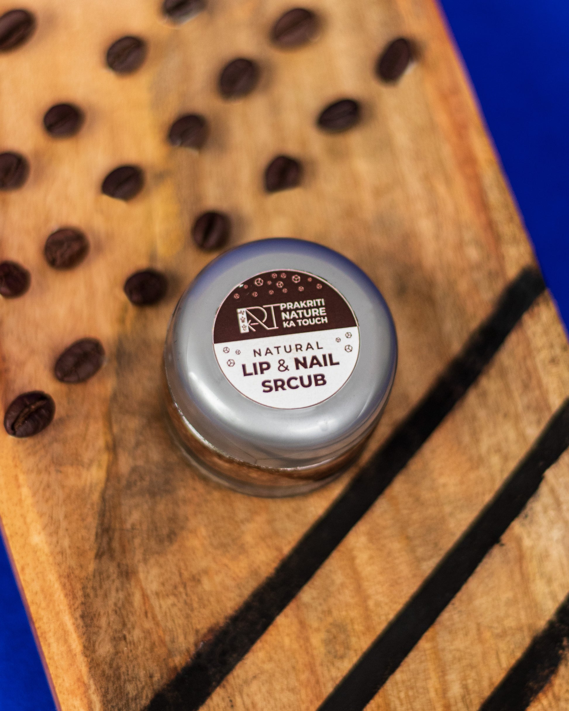 PNKT Natural Lip & Nail Scrub - Glass jar with coffee-infused scrub - Exfoliating and moisturizing formula