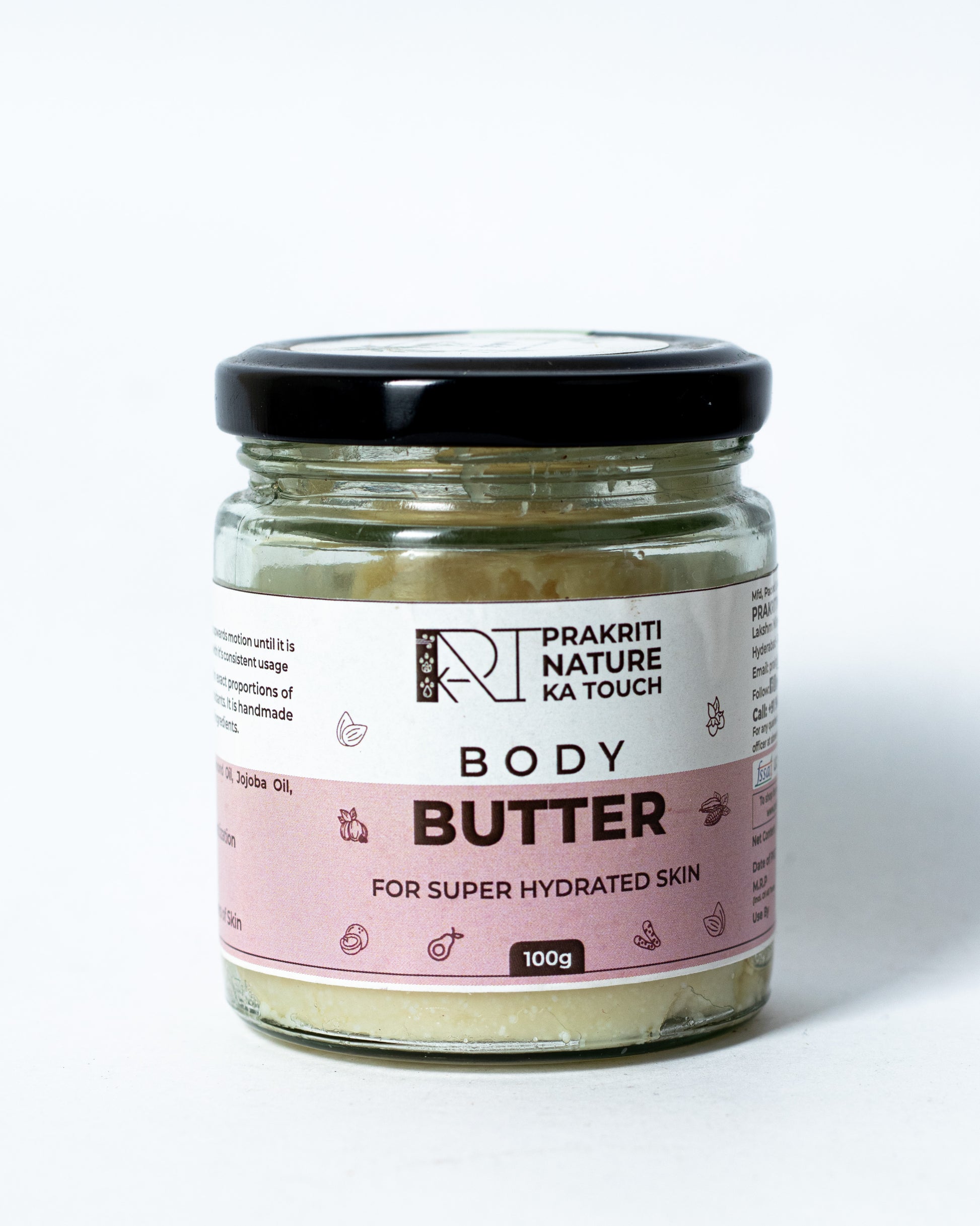 PNKT Natural Body Butter - 100g jar on white background - 24-hour hydration formula