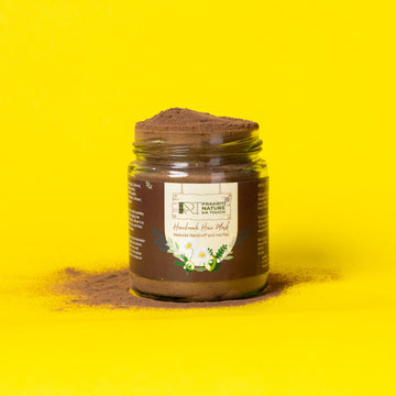 PNKT Natural Hair Mask - 100g jar on yellow background - Deep conditioning Ayurvedic formula