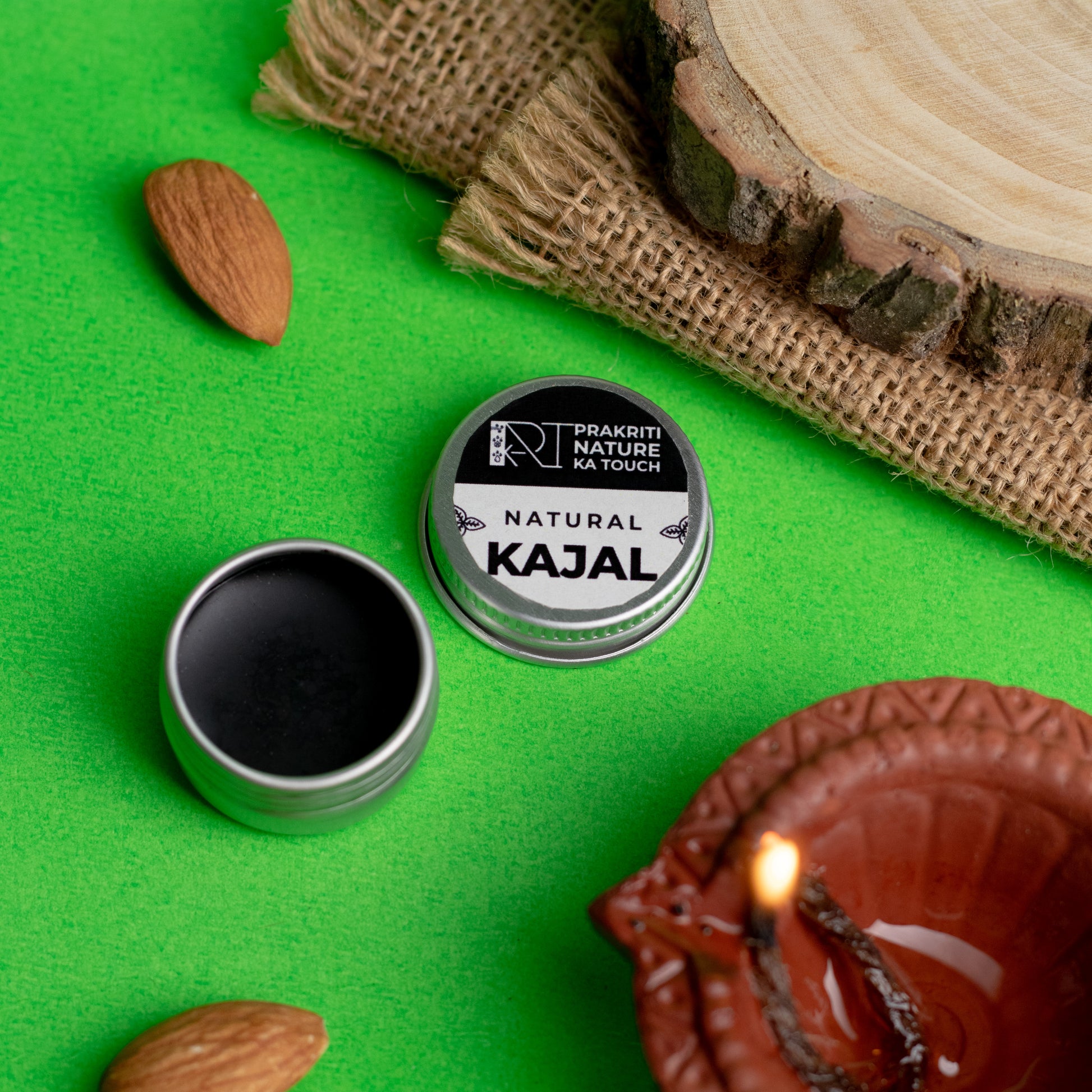 PNKT Natural Kajal - Handmade chemical-free eye liner stick on white background - Safe for sensitive eyes