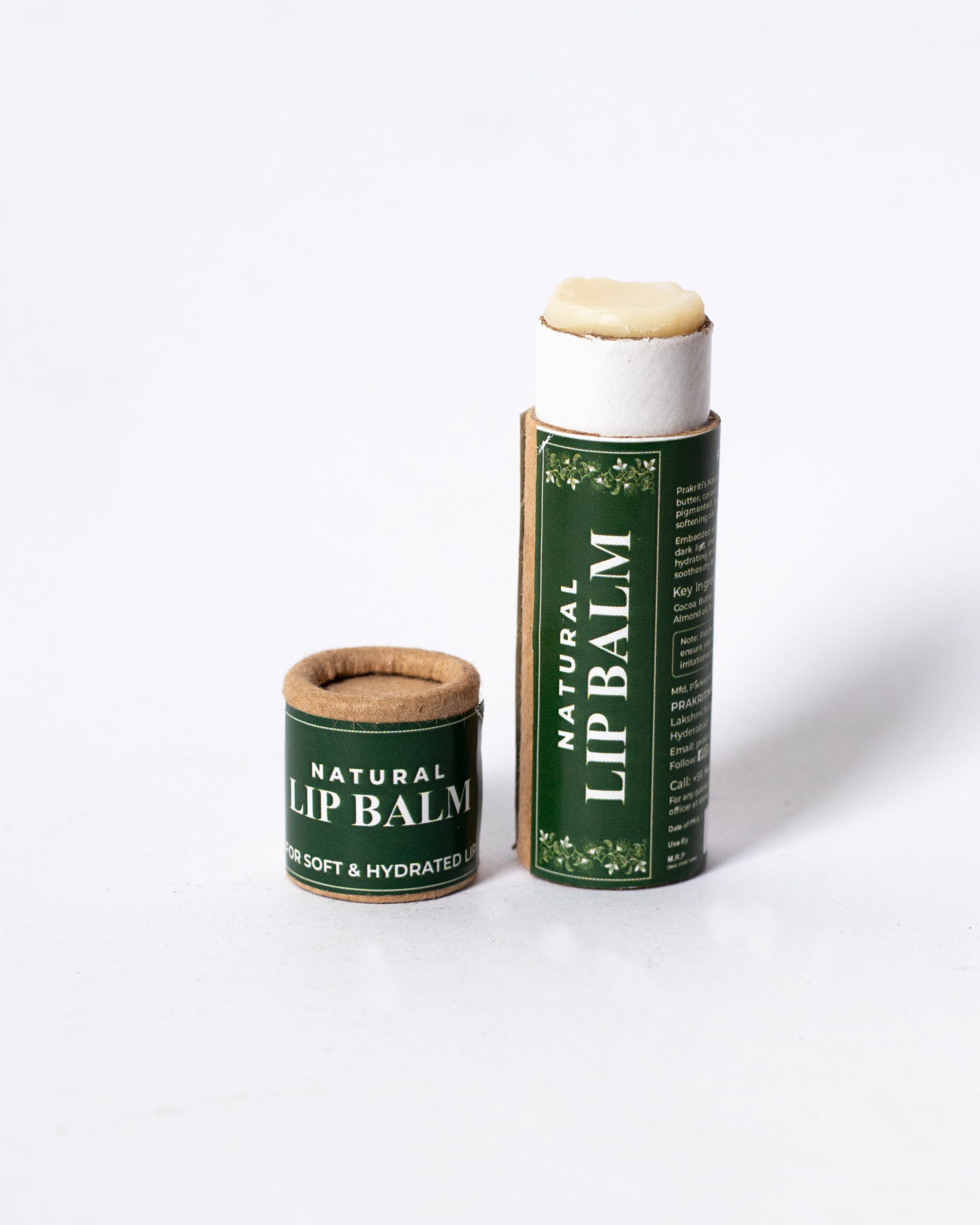 Natural lip balm products on a white background, regular flavour