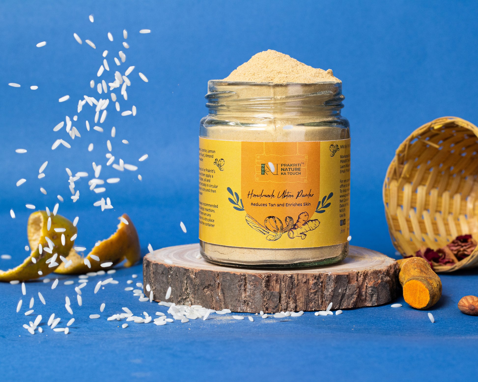 PNKT Natural Ubtan Powder - Glass jar containing deep cleansing Ayurvedic face pack - 100g