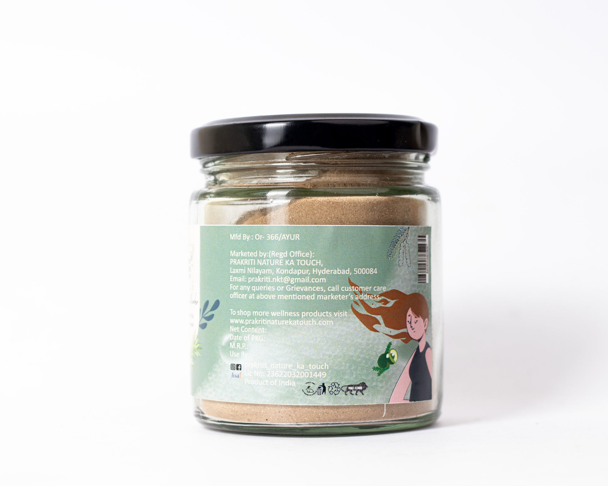 PNKT Organic Shampoo Powder - 100g jar on white background - Natural Ayurvedic hair cleanser