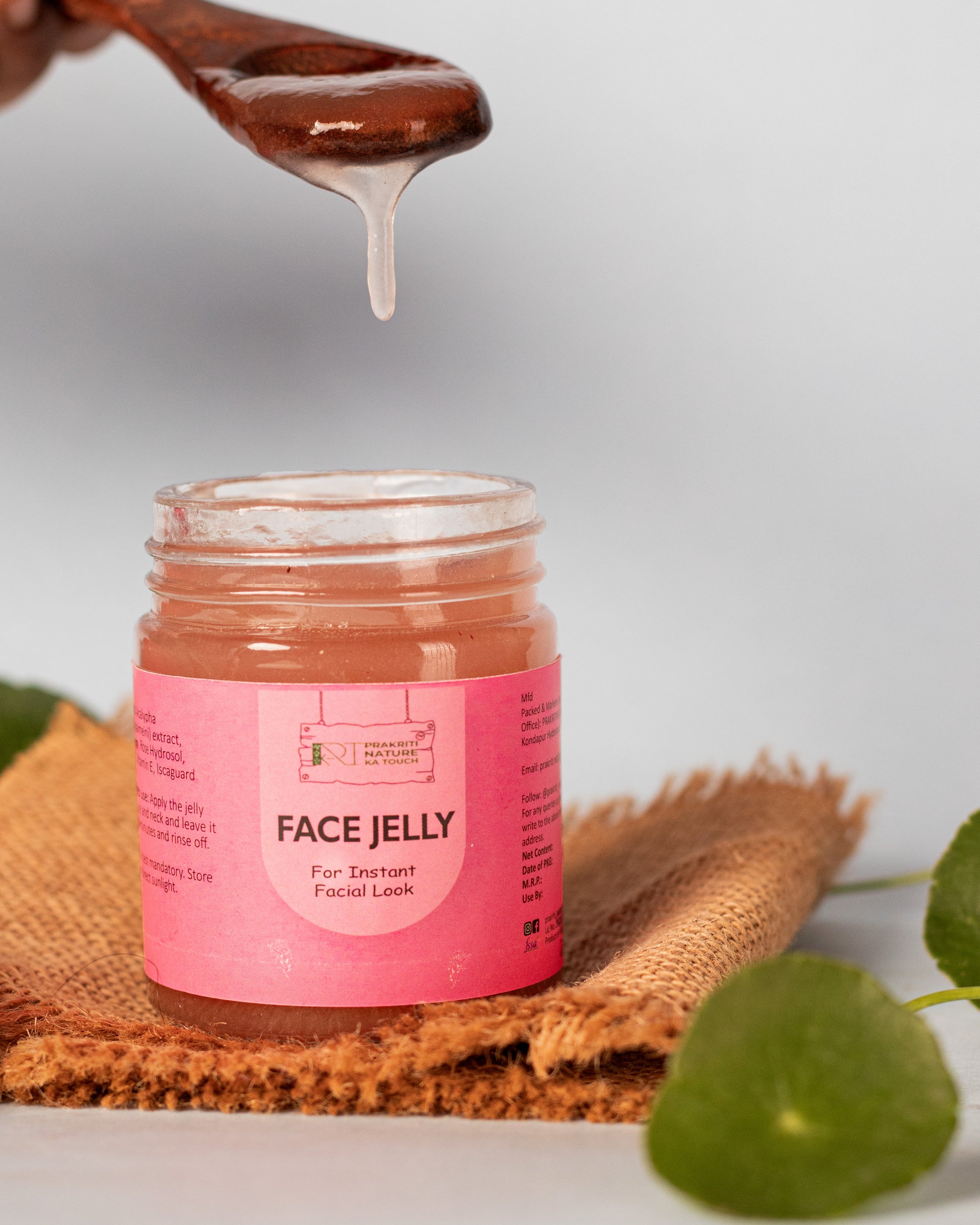 PNKT Rose Face Jelly - Glass jar showing cooling rose-infused jelly texture - Hydrating face mask for all skin types