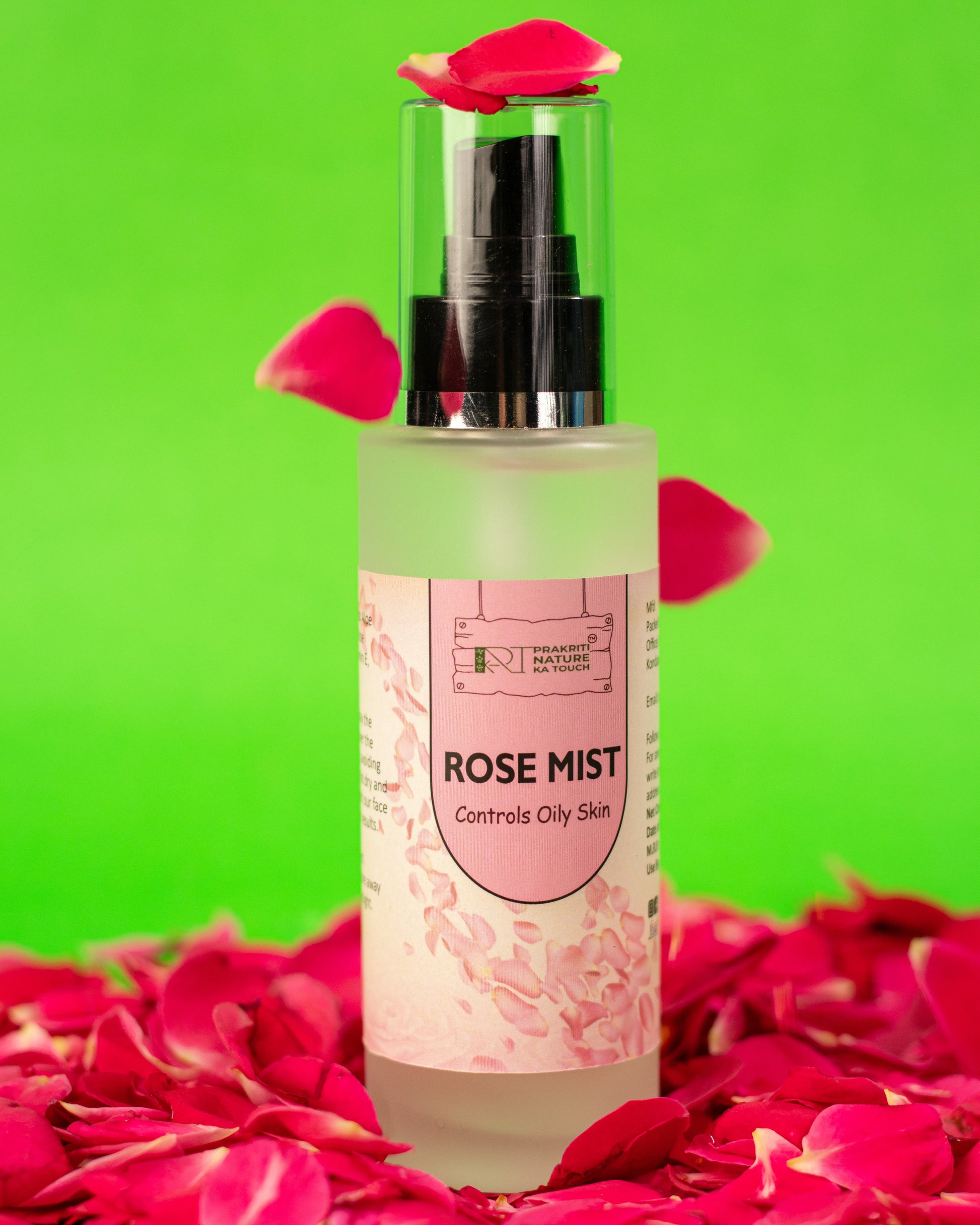 PNKT Rose Mist for Oily Skin - Natural ingredients including rose hydrosol and aloe vera - Pure botanical formula