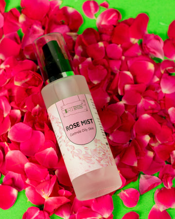 PNKT Rose Mist for Oily Skin - Clear spray bottle on white background - Oil control toner