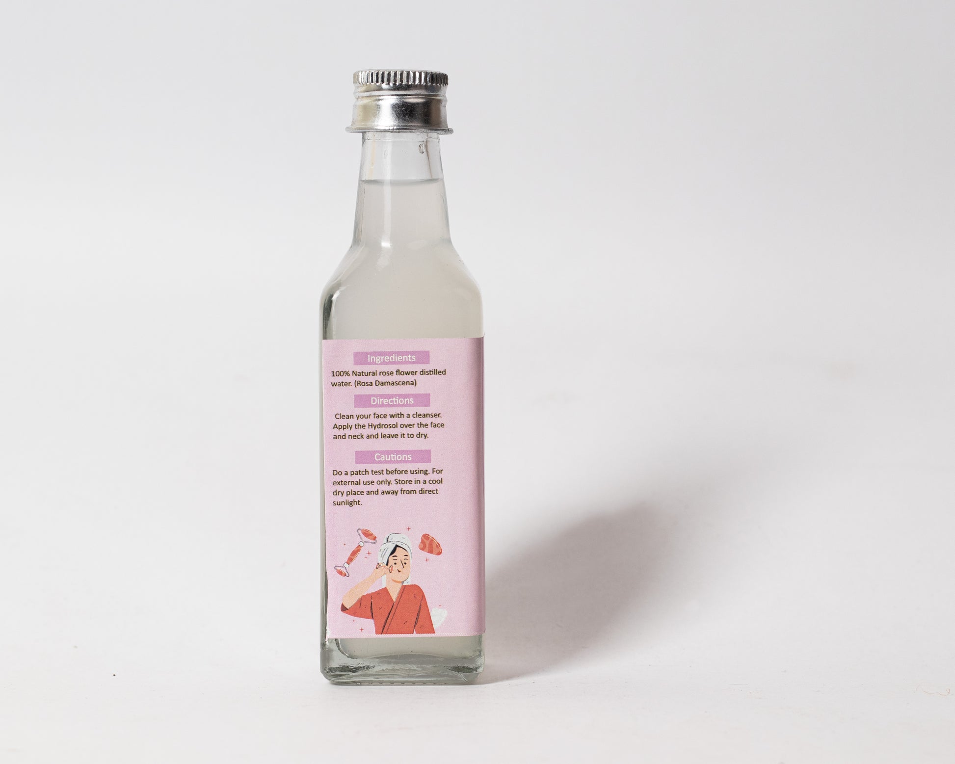 PNKT Distilled Rose Water - 100ml bottle on white background - Pure hydrosol toner