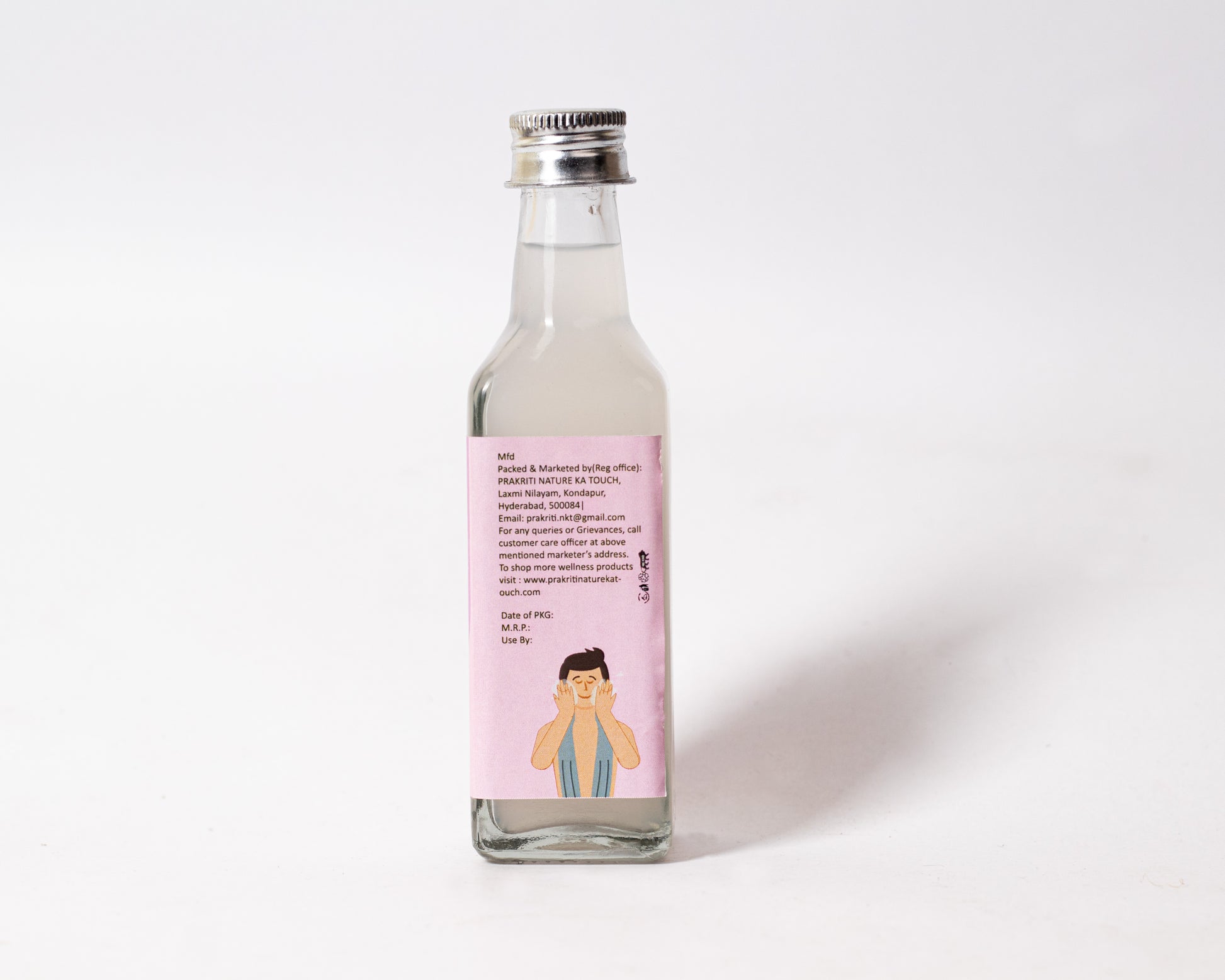 PNKT Distilled Rose Water - 100ml bottle on white background - Pure hydrosol toner