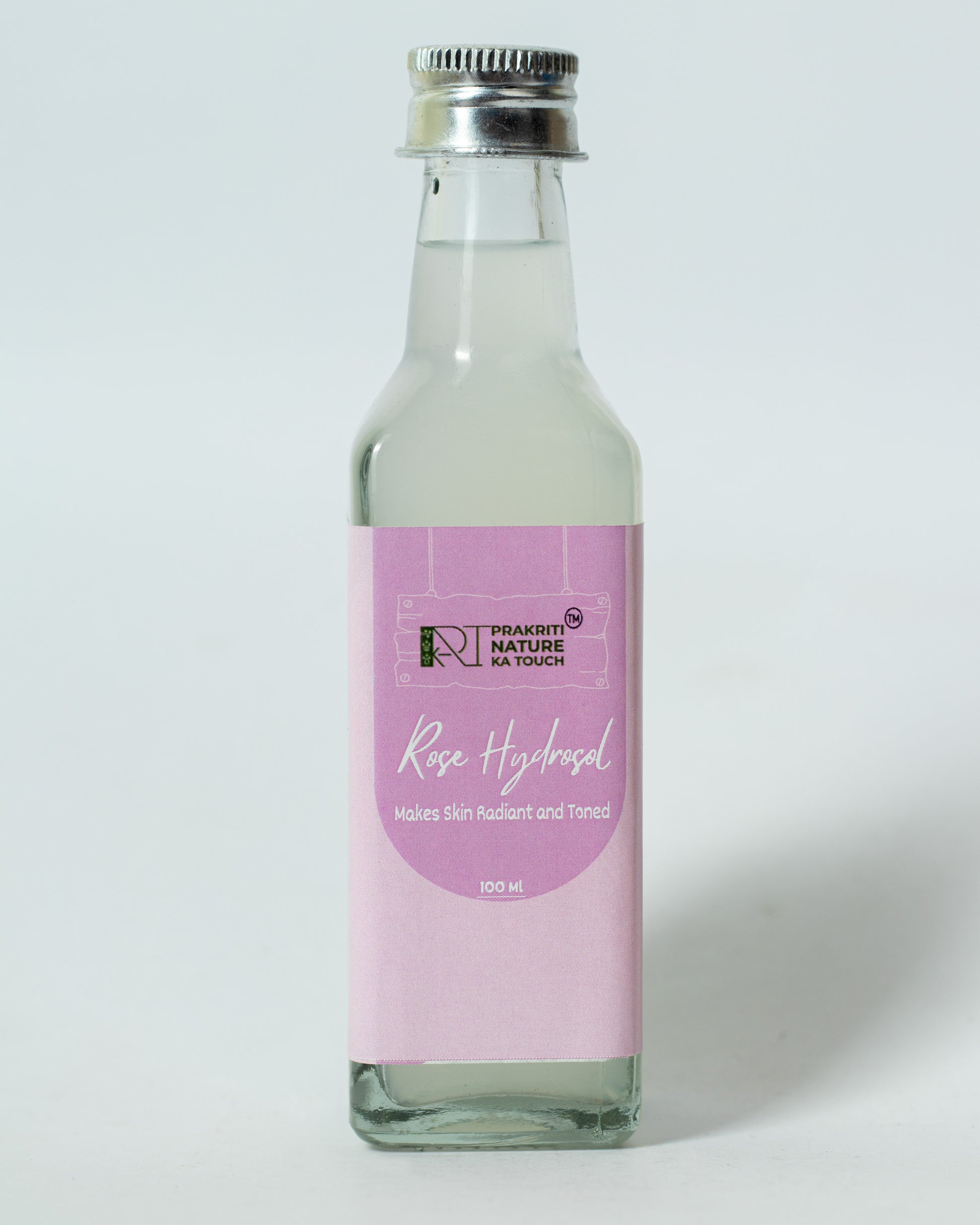 PNKT Distilled Rose Water - 100ml bottle on white background - Pure hydrosol toner