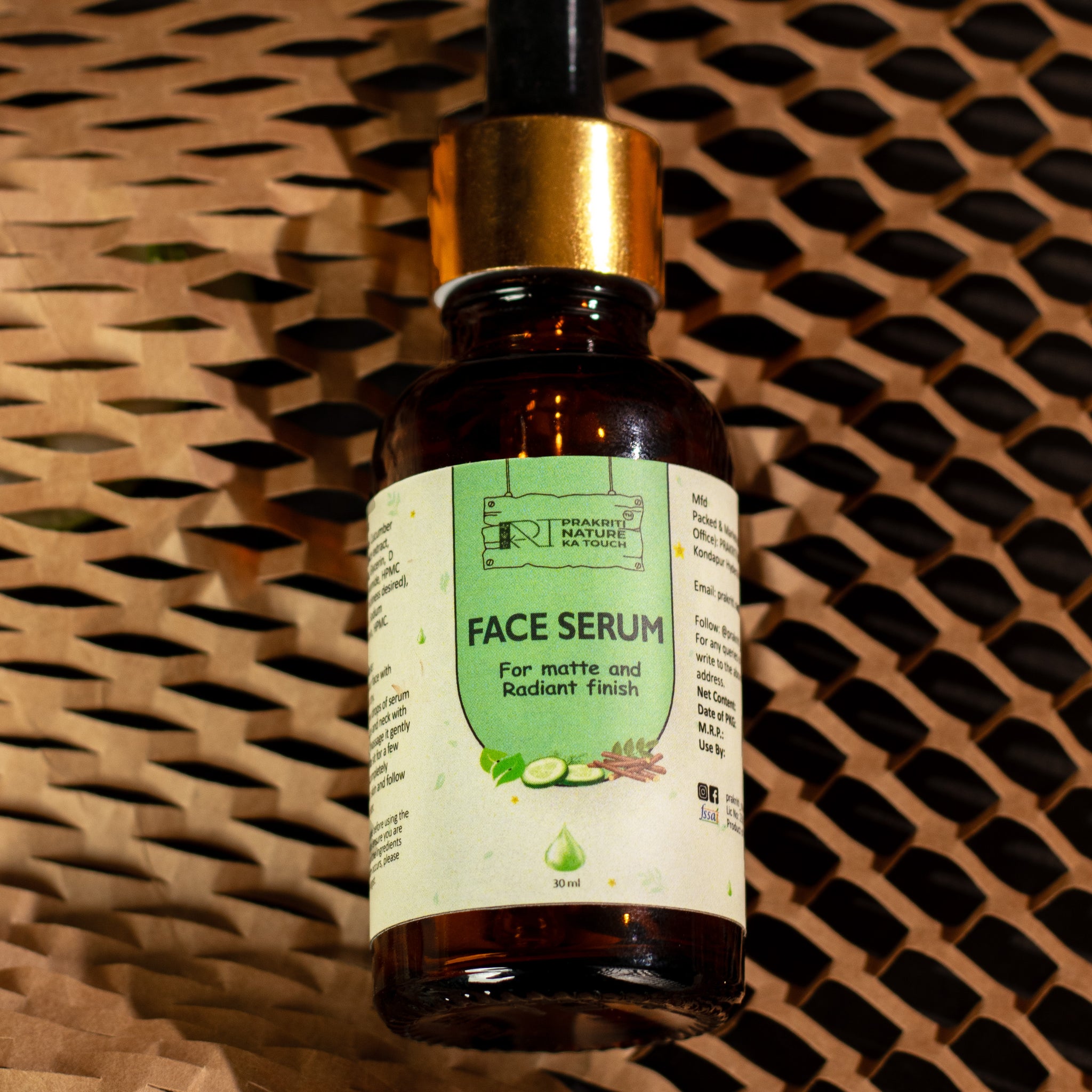 PNKT Natural Face Serum - Tea tree formula in glass bottle on white background - Clear acne-free skin