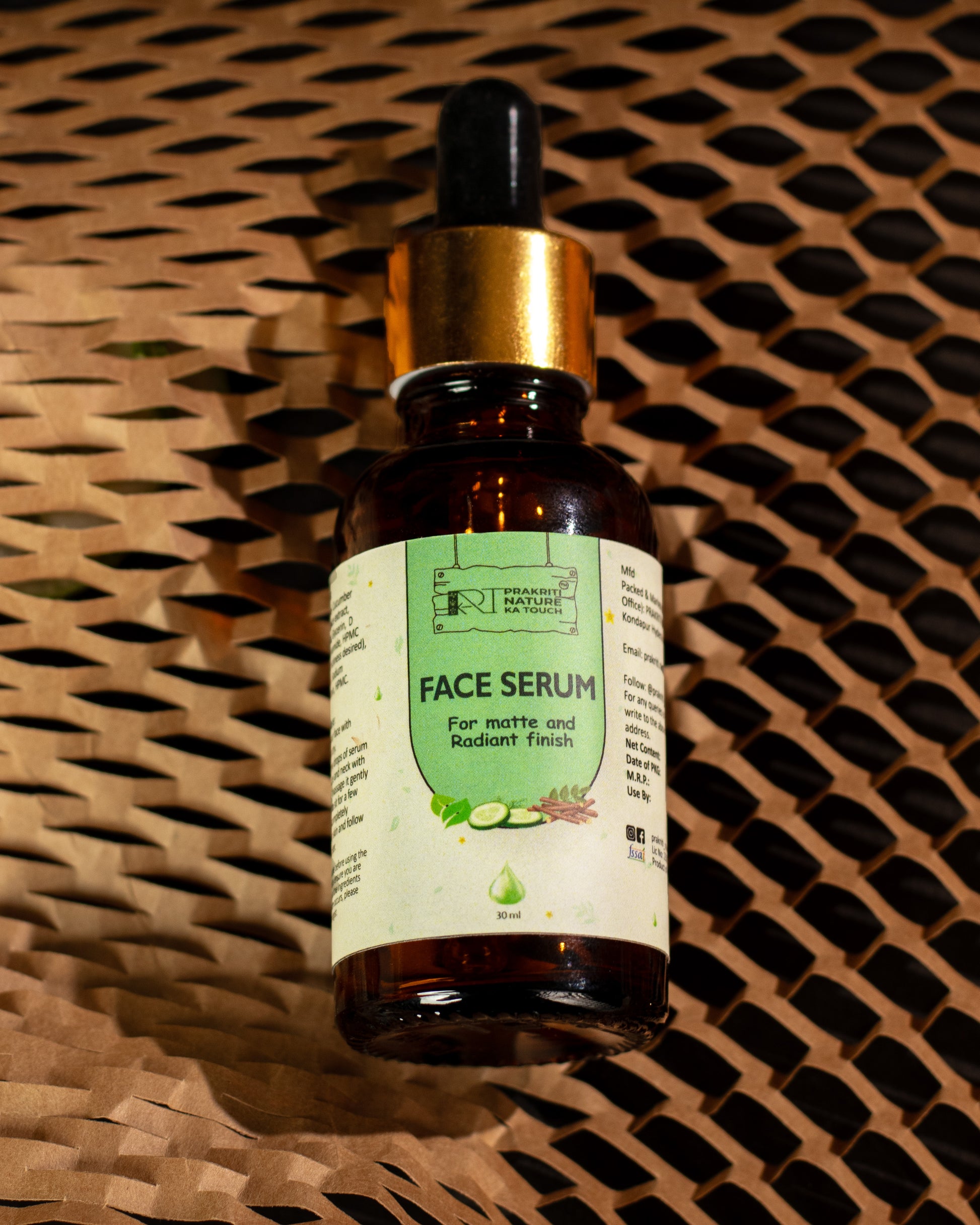 PNKT Natural Face Serum - Tea tree formula in glass bottle on white background - Clear acne-free skin