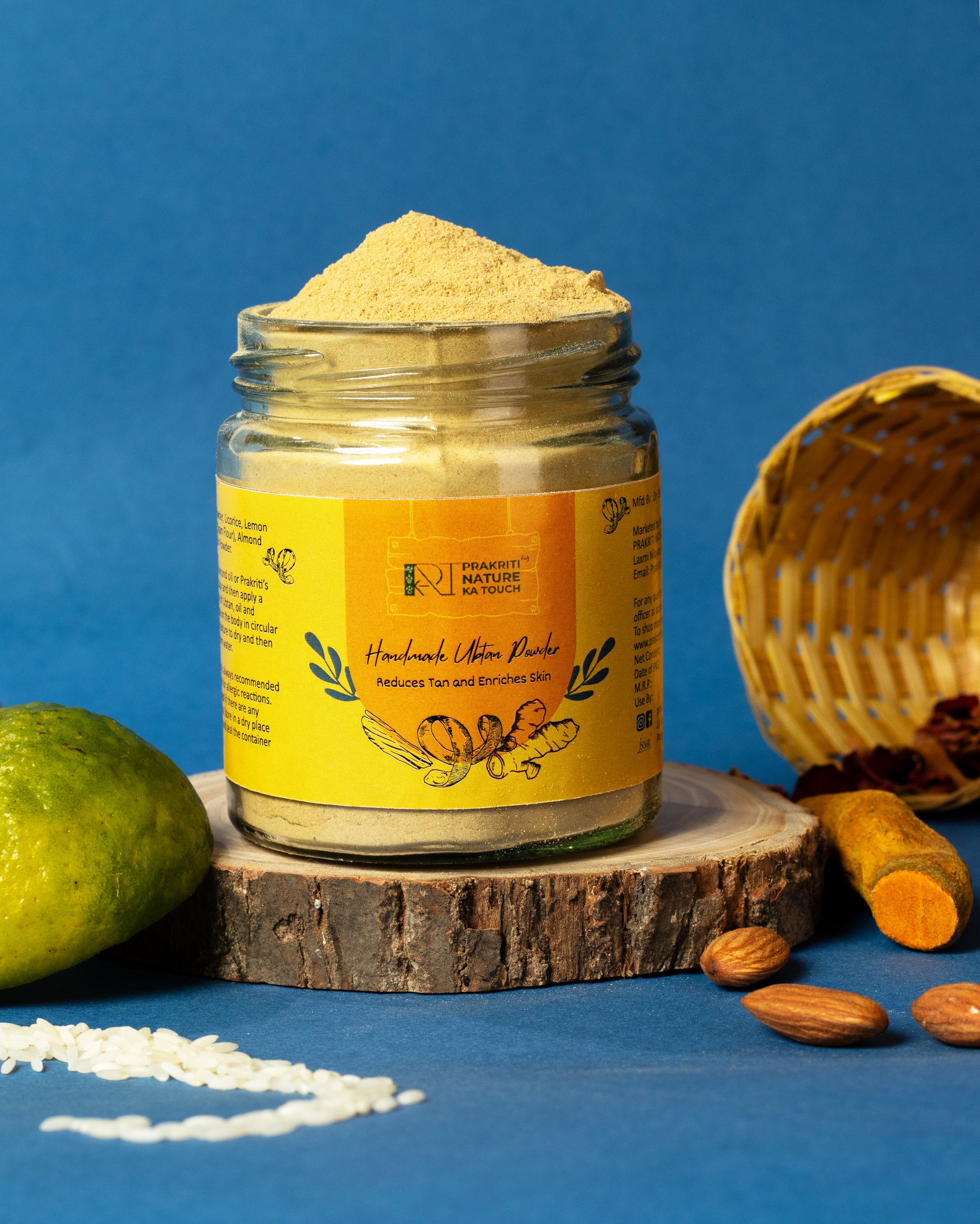 PNKT Natural Ubtan Powder - Ayurvedic skincare ritual with sandalwood turmeric and almond ingredients