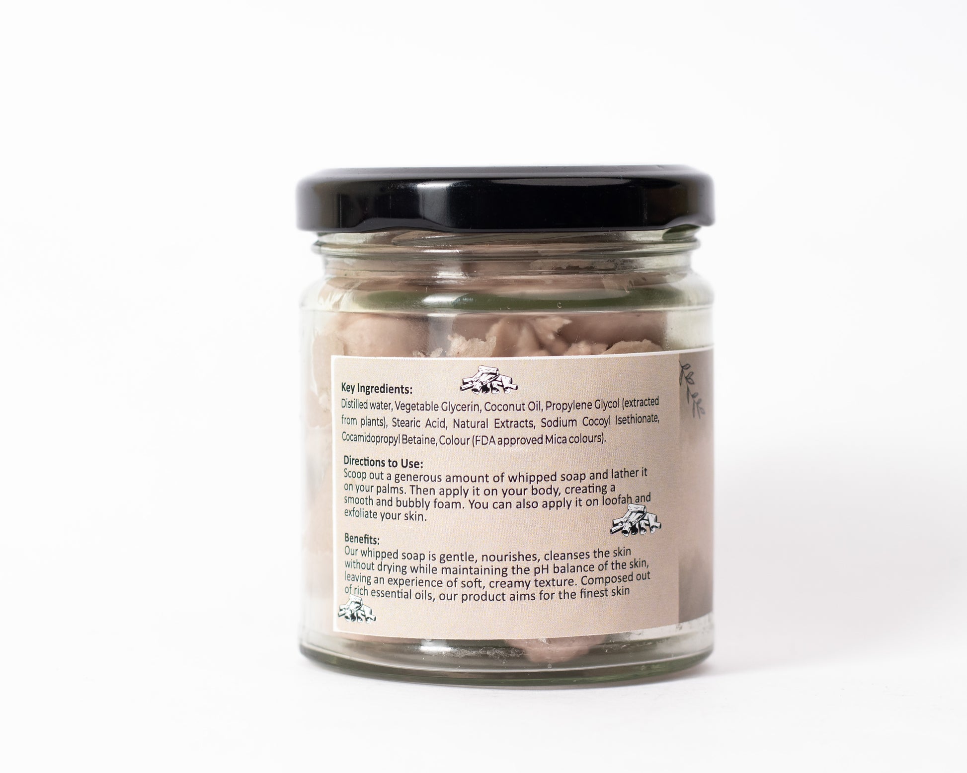 PNKT Natural Whipped Soap - Close-up of label showing the ingredients