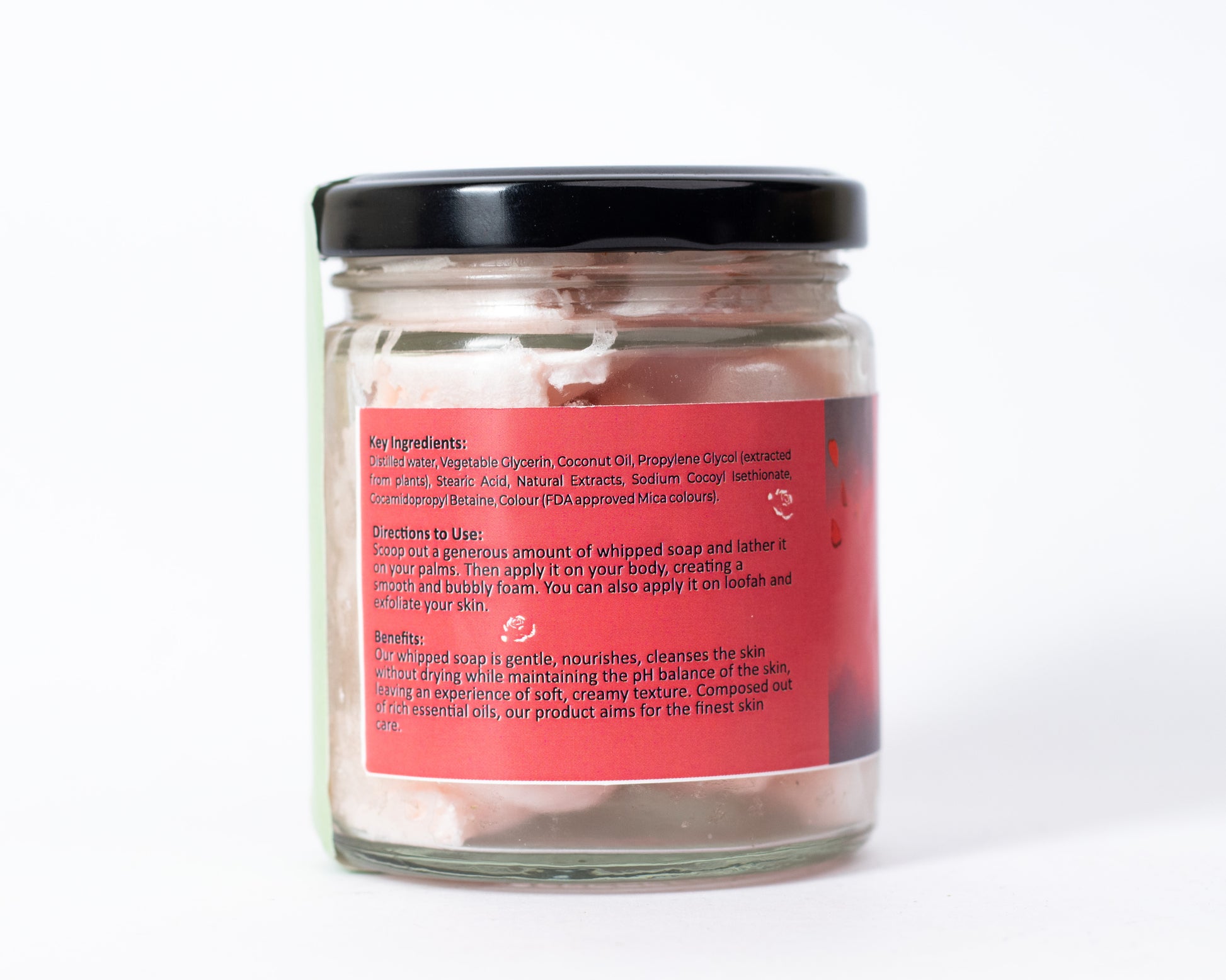 PNKT Natural Whipped Soap - Close-up of label showing ingredients