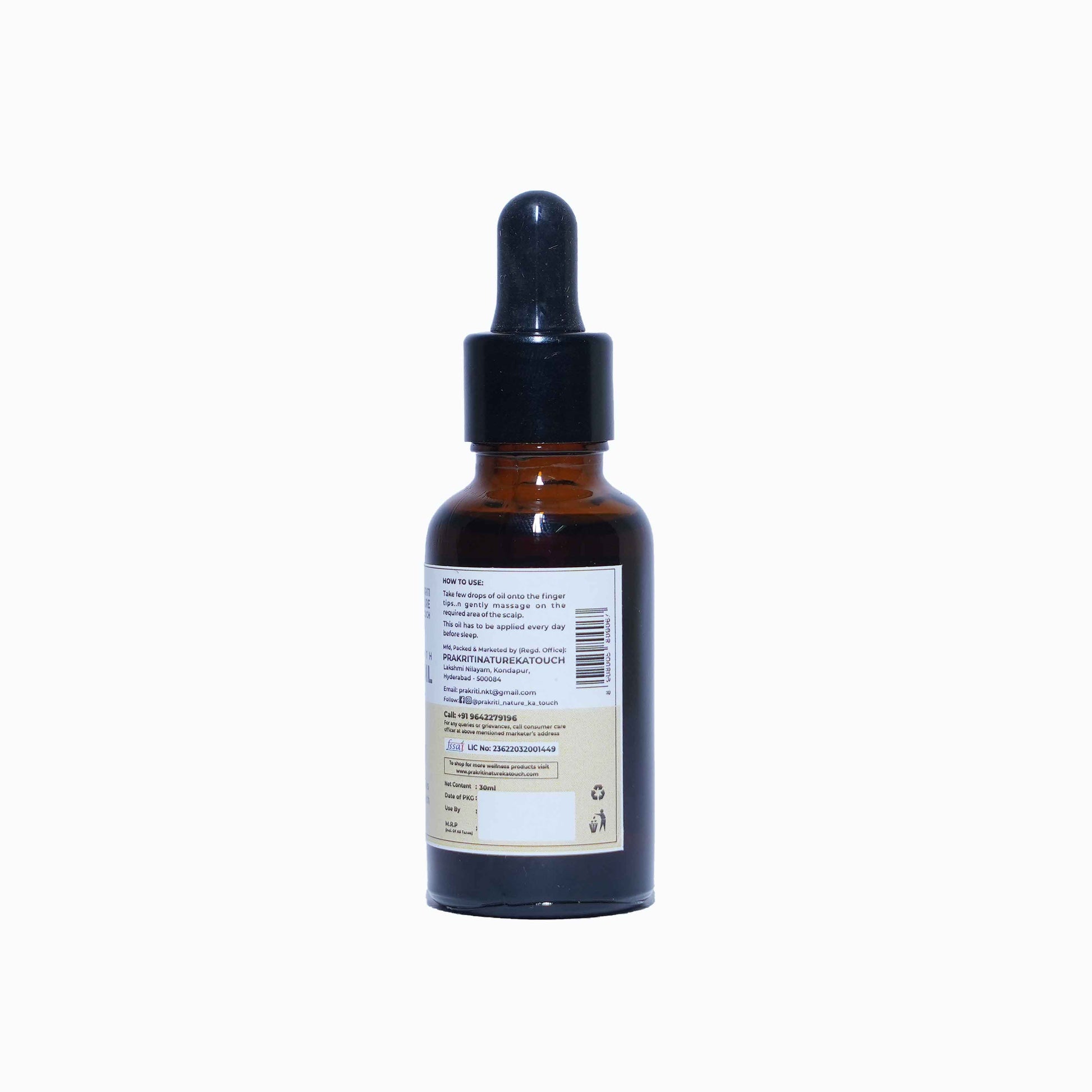 PNKT Hair Regrowth Oil - 30ml amber glass bottle with dropper - Reduces hair fall and boosts density