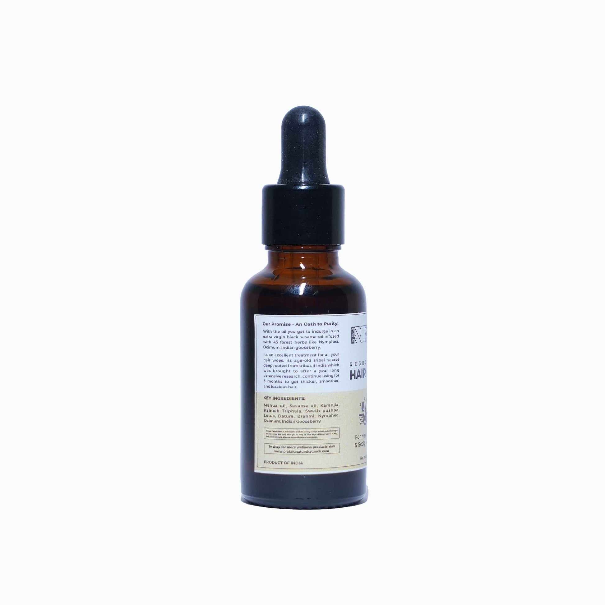 PNKT Hair Regrowth Oil - 30ml amber glass bottle with dropper - Reduces hair fall and boosts density