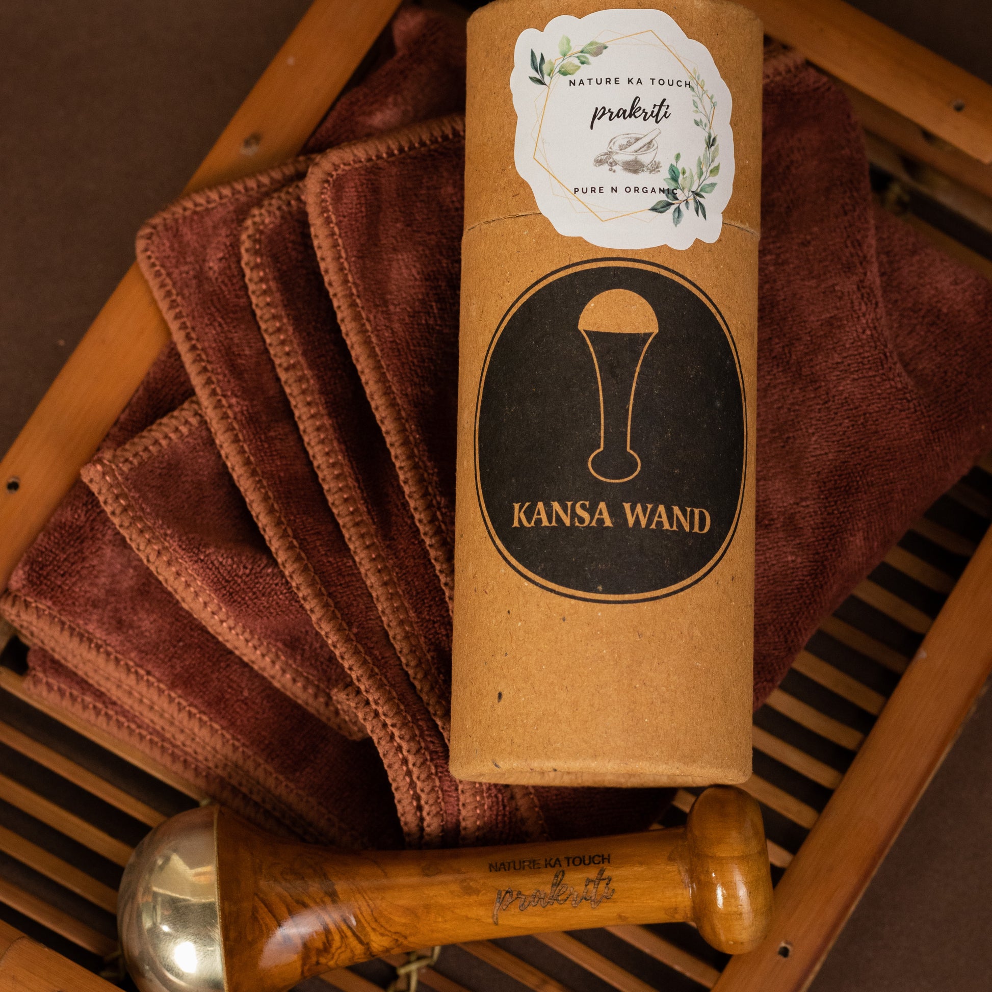 PNKT Original Kansa Wand - Close-up of handcrafted Kansa bronze dome and wooden handle - Traditional Ayurvedic craftsmanship